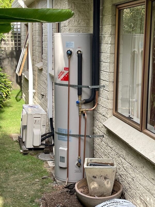 hot water cylinder outdoors