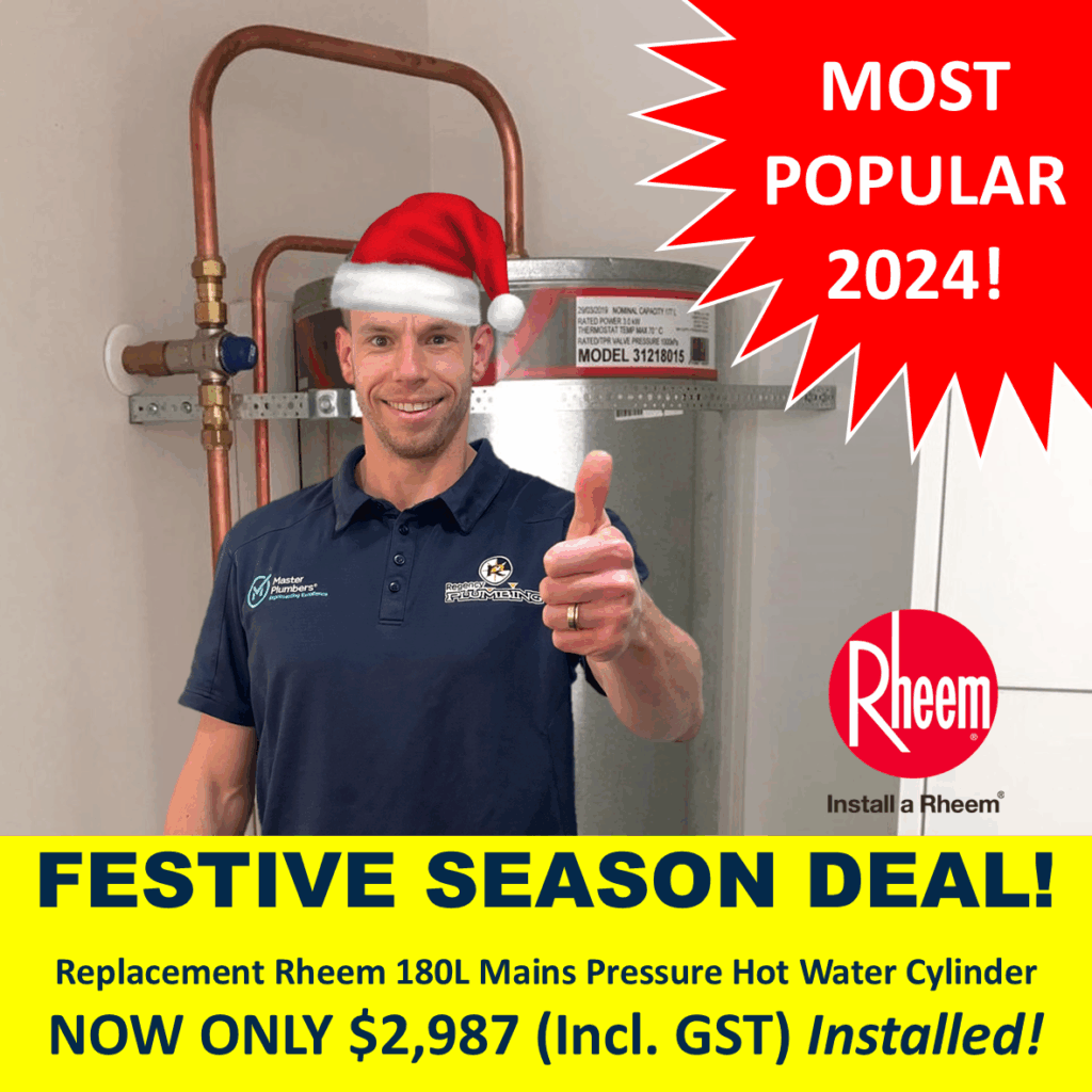 rheem mains pressure hot water cylinder promotion - regency plumbing special